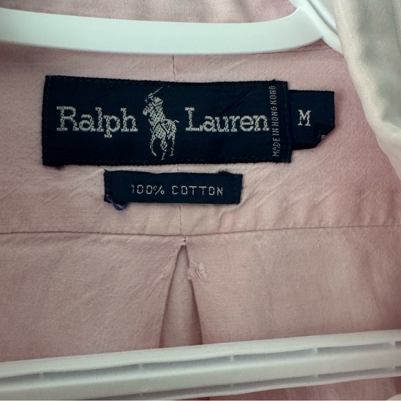 Vintage Polo Baby Pink Button Down with Baby Blue Pony Logo Medium | Powder Pink - Picture 5 of 9
